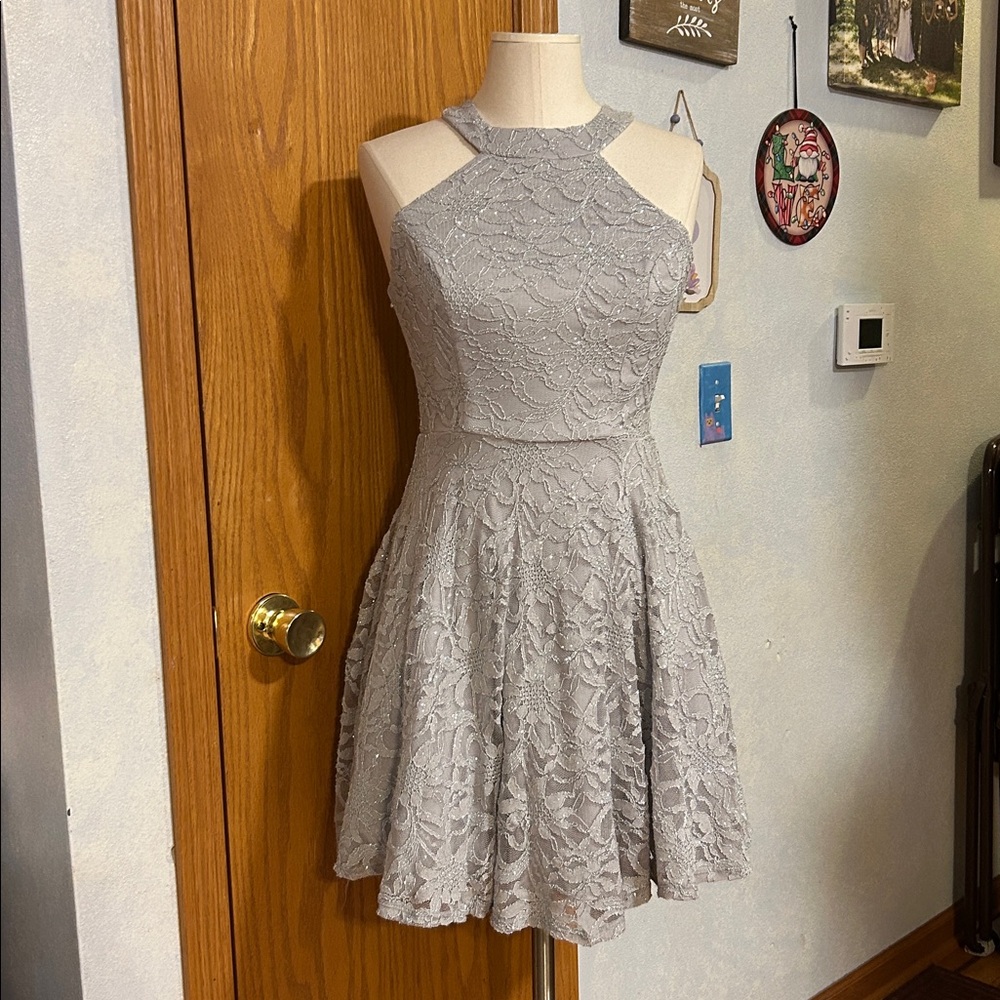 B Darlin Gray Sparkly Dress - Women’s Size 7/8